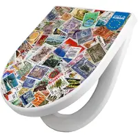 Banjado WC Sitz mit Absenkautomatik D Form Motiv Briefmarken [TDW3 10123]