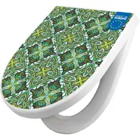 Banjado WC Sitz mit Absenkautomatik D Form Motiv Grünes Muster [TDW3 10796]