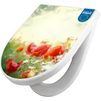 Banjado WC Sitz mit Absenkautomatik D Form Motiv Kamille Und Mohn [TDW3 12294]