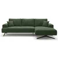 GRAINGOLD Ecksofa L-Form Rechts Leto - Moderne Ecksofa mit Metallbeinen - 3-Sitzer Eckcouch, Wohnzimmer Ecksofa - Eckcouch Grün (Whisper 11)