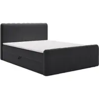 GRAINGOLD Boxspringbett Osteno 180x200 - Bett mit Matratze und Topper - Boxspringbett mit Bettkasten und Matratze - Boxspringbett - Schwarz (Komodo 23)