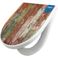Banjado WC Sitz mit Absenkautomatik D Form Motiv Buntes Holz [TDW3 12140]