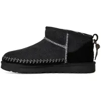 Ugg Classic Ultra Mini Biarritz Damen Winterstiefel – Haariges Veloursleder Schwarz 38 EU