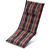 Beautissu Premium Hochlehnerauflage 120x50x7cm, Grau-Oranage-Weiß-Kariert