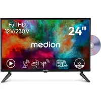 Medion 59,9 cm (24 Zoll) Full HD Fernseher (integrierter DVD-Player, perfekt für Camping Wohnmobil LKW Garten, 12V KFZ Car-Adapter, Triple Tuner Receiver, HDMI, USB, MD 824001)