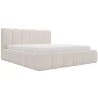 GRAINGOLD Polsterbett Cloud 160x200 cm - Bett 160x200, Polsterbett mit Lattenrost - Bett ohne Bettkasten - Bett mit Bouclé-Stoff - Beige