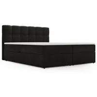 GRAINGOLD Boxspringbett Maison 200x200 - Bett mit Matratze und Topper - Boxspringbett mit Bettkasten und Matratze - Boxspringbett Dunkelgrau (Royal 37)