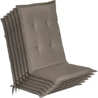Beautissu 6er Set Gartenstuhlauflage Loft HL Taupe, 120x50x6cm