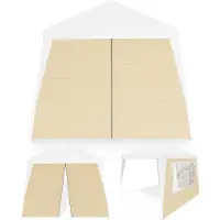 Casaria 2x Seitenteil für Pavillon 3x3m Wasserdicht mit Fenster mit Reißverschluss Garten Seitenwand Abdeckplane Faltpavillon Pop Up Stabil Beige