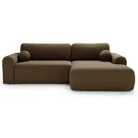 GRAINGOLD Ecksofa L-Form Rechts Savana - Ecksofa mit Schlaffunktion und Bettkasten - Moderne Ecksofa, Wohnzimmer Ecksofa - Eckcouch Braun (Lambi 04)