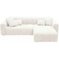 GRAINGOLD Ecksofa L-Form Rechts Nork - Moderne Ecksofa, Wohnzimmer Ecksofa - Eckcouch Creme (Komodo 10)