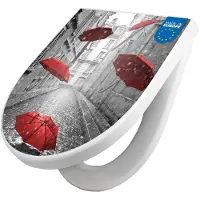 Banjado WC Sitz mit Absenkautomatik D Form Motiv Rote Schirme [TDW3 10866]