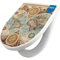 Banjado WC Sitz mit Absenkautomatik D Form Motiv Historische Weltkarte [TDW3 10550]