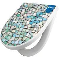 Banjado WC Sitz mit Absenkautomatik D Form Motiv Mosaik Blau [TDW3 11541]