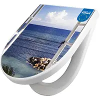 Banjado WC Sitz mit Absenkautomatik D Form Motiv Fensterpanorama [TDW3 10122]
