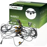 LUMILED Lichterkette Außen 15 Meter mit 15 E27 Fassung 230V Birnen für Garten Biergarten Party Hochzeit Dekoration Terrasse verlängerbar mit Strom
