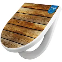 Banjado WC Sitz mit Absenkautomatik D Form Motiv Holzbretter [TDW3 10056]