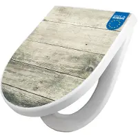 Banjado WC Sitz mit Absenkautomatik D Form Motiv Graue Planken [TDW3 11468]
