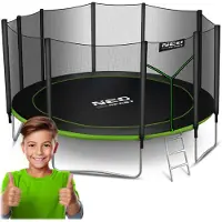 Neo-Sport Gartentrampolin (465 cm) mit Sicherheitsnetz und Leiter