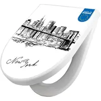 Banjado WC Sitz mit Absenkautomatik D Form Motiv New York Skizze [TDW3 11722]