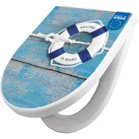 Banjado WC Sitz mit Absenkautomatik D Form Motiv Blauer Rettungsring [TDW3 12763]