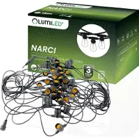 LUMILED Lichterkette Außen 15 Meter mit 30 E27 Glühbirne 230V Birnen für Garten Biergarten Party Hochzeit Dekoration Terrasse verlängerbar mit Strom