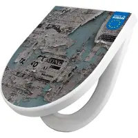 Banjado WC Sitz mit Absenkautomatik D Form Motiv Wand mit Zeitungen [TDW3 10549]