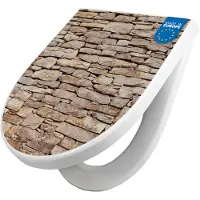 Banjado WC Sitz mit Absenkautomatik D Form Motiv Stadtmauer [TDW3 10428]