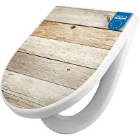Banjado WC Sitz mit Absenkautomatik D Form Motiv Graues Holz [TDW3 12172]