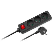 Rebel 3 m Verlängerungskabel, Steckdosenleiste mit 3 Steckdosen (3 x 1,5 mm²), -Schalter