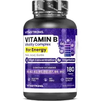 Vitastrong Vitamin B Komplex Hochdosiert , 1 Tablette pro Tag, 180 Tabletten Vitamine B-Gruppe Biotin, Thiamin Vitamin B1, Riboflavin B2, B3 Niacin, B5 Pantothensäure, Vitamin B6 B12 Folsäure