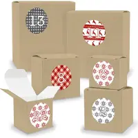 Itenga Adventskalender zum Füllen 24x Quader Würfel gemischt BRAUN + Sticker (V02 Z07)