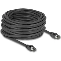 DeLOCK - Patch-Kabel - RJ-45 (M) zu RJ-45 (M) - 15 m - 7.5 mm - SFTP, PiMF - CAT 8.1 - halogenfrei, ohne Haken - Schwarz