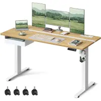 Vasagle Schreibtisch mit Steckdosen und Schublade 60 x 140 cm LSD114N01