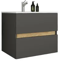 VCM 2-tlg. Waschtisch mit Keramikbecken, Badschrank mit 2 Softclose-Schubladen, Maße Waschplatz Set: H. 51 x B. 61 x T. 47 cm, Cosila-I