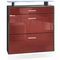 Vladon SCHUHSCHRANK Malea Fronten in Bordeaux Hochglanz