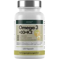 EXVital Omega 3 + D3 & K2 Kapseln aus Algenöl, hochdosiert vegan 183 g
