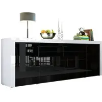 Vladon SIDEBOARD La Paz Schwarz Hochglanz / Weiß Hochglanz