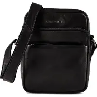 Green Burry GREENBURRY Leder Umhängetasche Fiorentina Crossover Bag Black schwarz