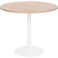 Beliani Esstisch Hellbraun MDF-Tischplatte Holzoptik Rund ø 90 cm mit Standfuß für 2 Personen Modernes Skandi Design Küchentisch Esszimmertisch