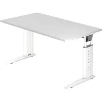 Bümö Schreibtisch Serie-U - Nachbildung: Weiß, Gestell: Weiß, Größe: 140 x 80 cm