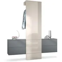 Vladon GARDEROBE Carlton Paneel in Sandgrau Hochglanz