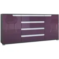Vladon SIDEBOARD Sylt Brombeer Hochglanz / Weiß Hochglanz