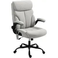 HOMCOM Bürostuhl mit Massagefunktion, höhenverstellbarer Sitzfläche und hochklappbaren Armlehnen – Atmungsaktive Polsterung – 66 x 67 x 113–121 cm – Grau