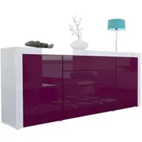 Vladon SIDEBOARD La Paz Brombeer Hochglanz / Weiß Hochglanz