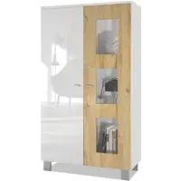 Vladon VITRINE Denjo Tür in Eiche Natur