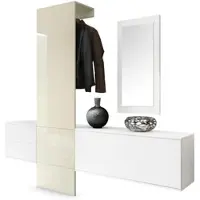 Vladon GARDEROBE Carlton Paneel in Creme Hochglanz
