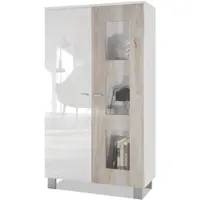 Vladon VITRINE Denjo Tür in Eiche Nordic