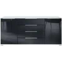 Vladon SIDEBOARD Linio Schwarz Hochglanz