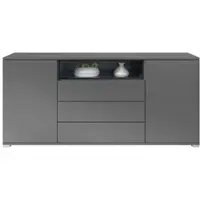 Vladon SIDEBOARD Skadu Schwarz Hochglanz